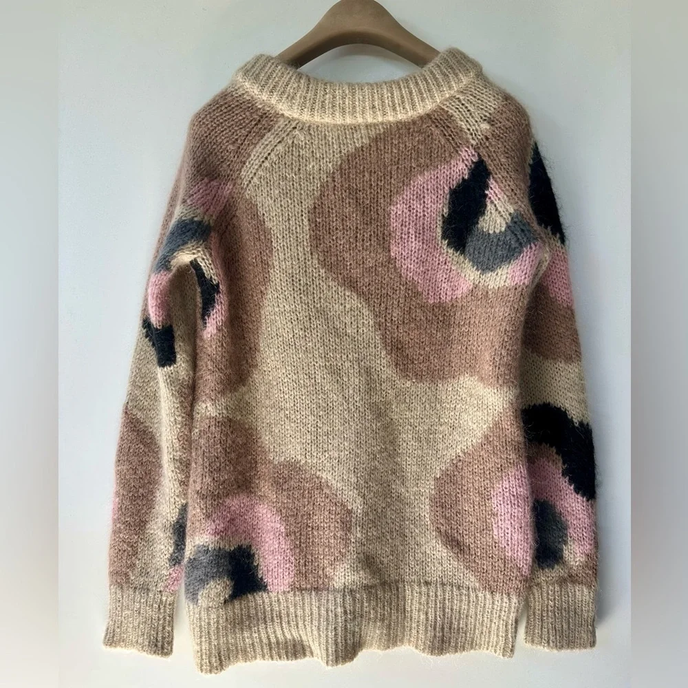 EUC Kate Spade Mohair blend Deco Rose Long Sweater, XS